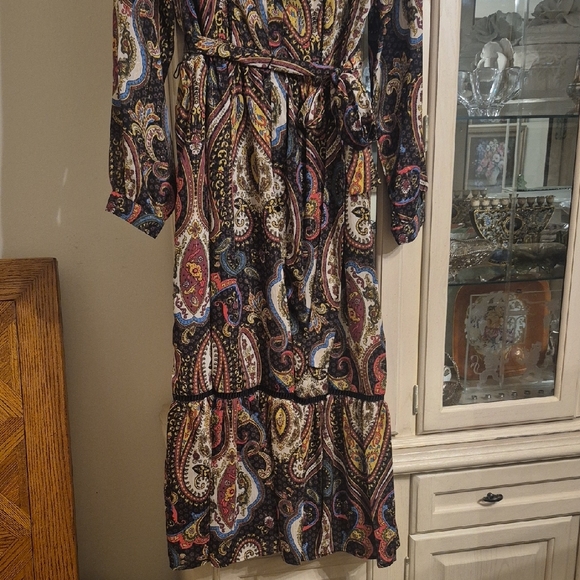T Tahari Multicolor Paisley Long Sleeve Dress - Picture 7 of 11